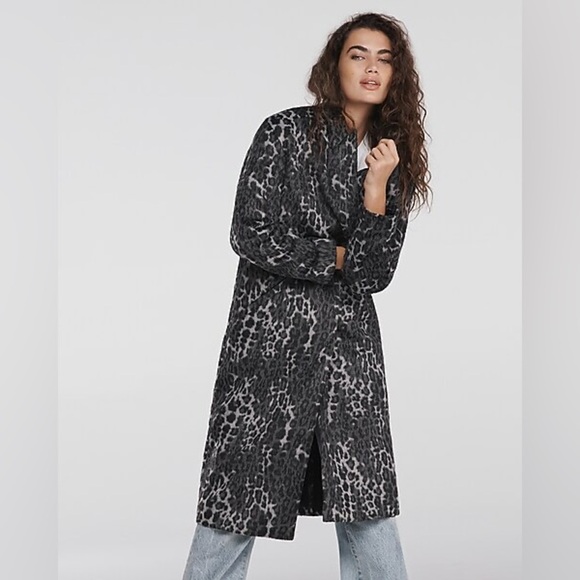 Express Brushed Leopard Wool-Blend Coat - Picture 1 of 9